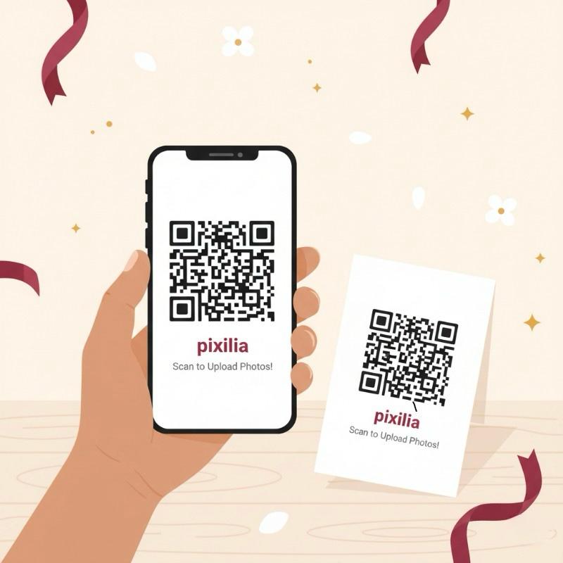 QR code on invitation card ready to scan